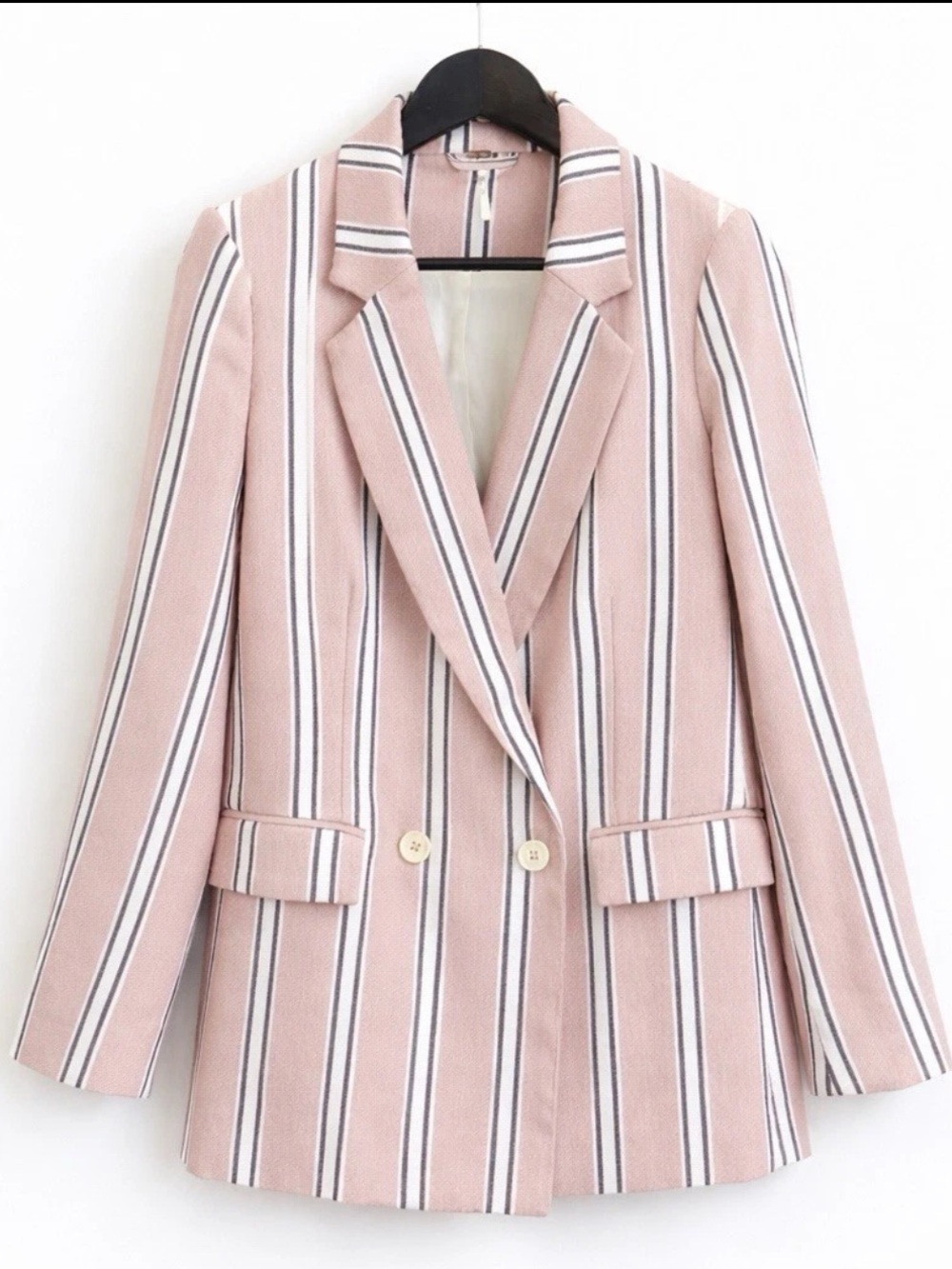 Free People Blazer Women Pink Rose Striped Oversized Xs